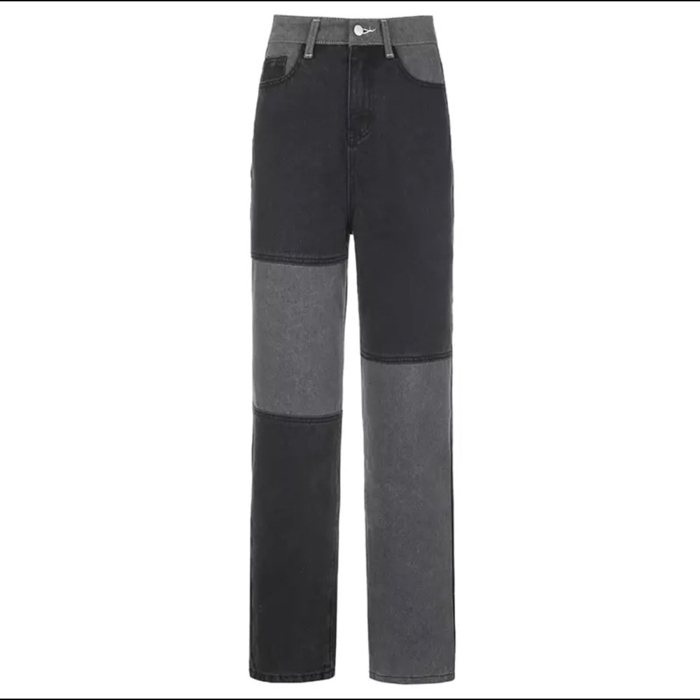Black/gray patchwork jeans